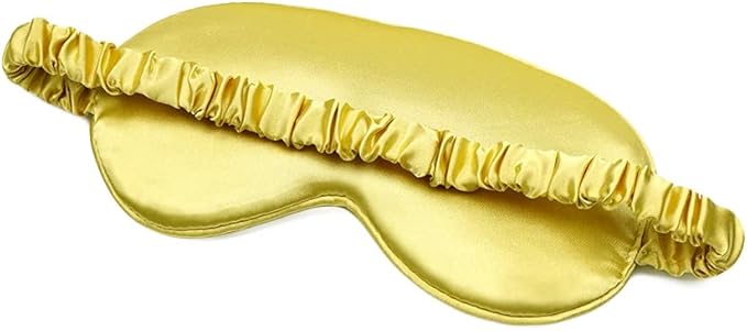 100% Natural Mulberry Soft Silk Sleep Mask, Light Blocking Eye Masks for Sleep, Night Blindfold Eye Mask Cover for Men and Women, Sleeping Night Mask for Travel (Gold)