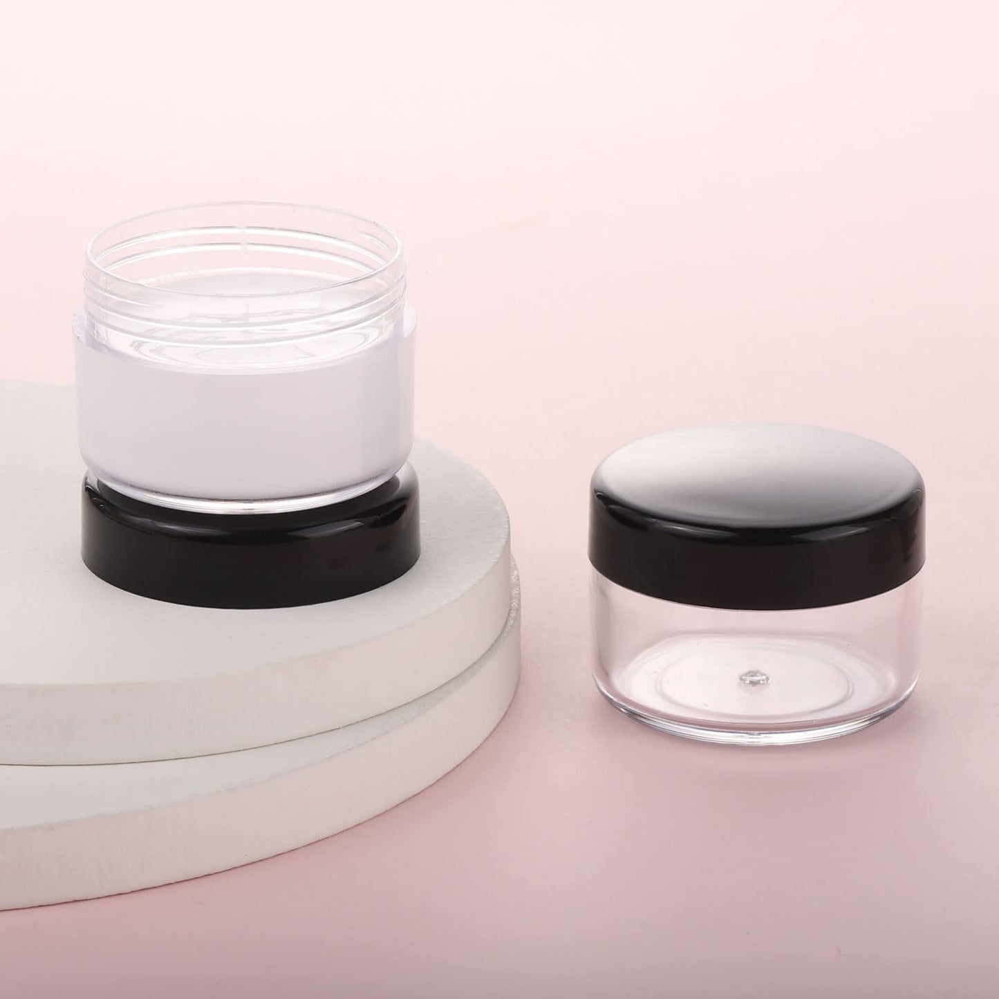 100 Count Small Sample Containers Makeup Jars 15 Gram Cosmetic Containers with Lids Black Traveling Jars Empty Bottles for Toiletries