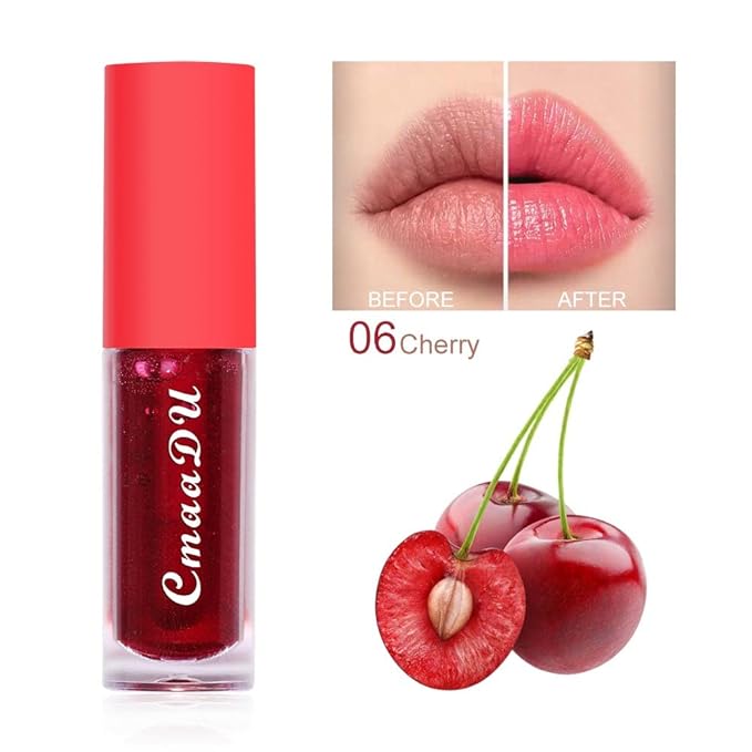 6Pcs Hydrating Lip Oil Set,Fruity Color Changing Lip Glaze Plumping Lip Glow Oil Transparent Moisturizing Tinted Lip Balm Long Lasting Nourishing Repairing for Dry Lip (A)