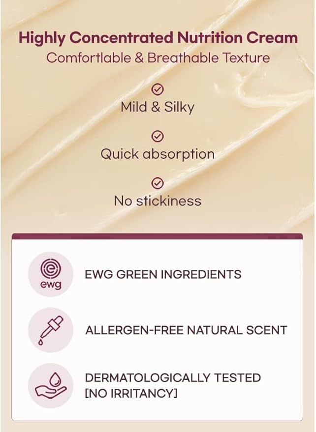 Terrzen Korean Face Cream Age Control Nutrition, 1.69 fl.oz. (50ml), Reduce Wrinkle, Hyaluronic Acid + Plant Stem Cell + Real Protein + Plant Squalane