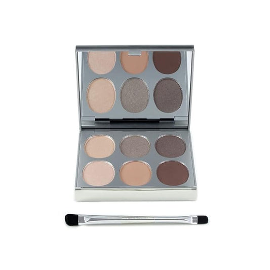 Jerome Alexander New Again Eyeshadow Palette & Brush, 6 Buildable & Blendable Micronized Powder Shades (Autumn Haze)