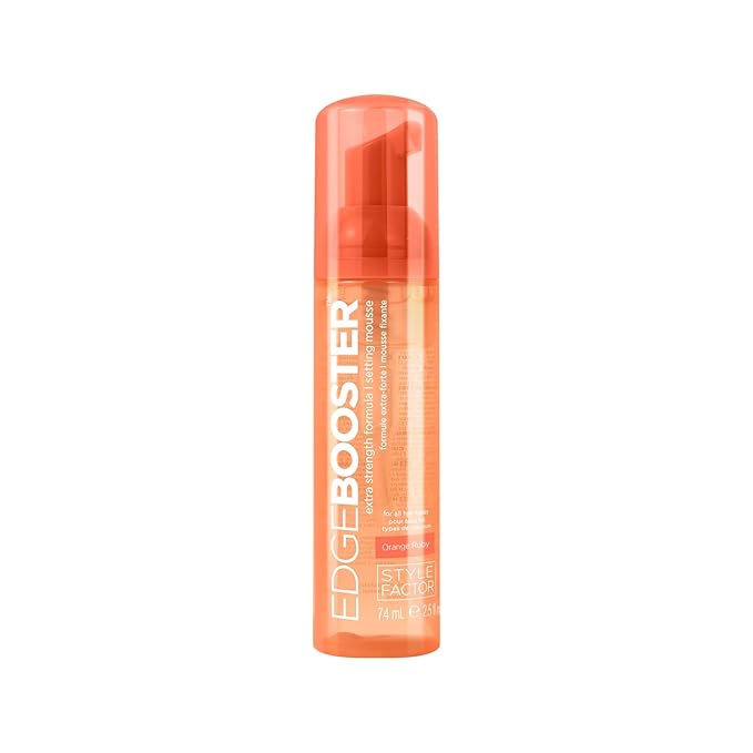 Style Factor EDGE BOOSTER Extra Strength Setting Mousse – Frizz Control, Extra Volume, and Conditioning – 2.5oz Orange Ruby Mousse for Curly Hair