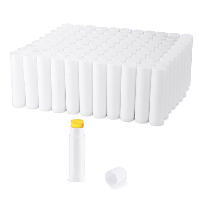 100 Pcs 5.5ml Bulk Empty Lip Balm Tubes Refillable Plastic Lip Gloss Container Travel Lipstick Tubes Chapstick Tubes Holder For DIY Homemade Lip Balm (white)