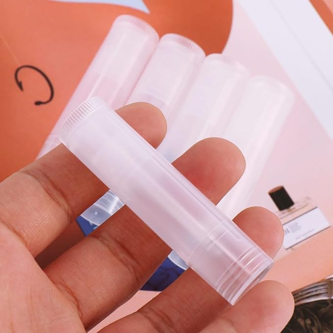 50Pcs 5ml Translucent Lipstick Cosmetic Empty Lip Gloss Lipstick Containers,Cosmetic Containers Sale Lip Balm Tubes Empty Hot Transparent Plastic Refill Lip Balm Tube with Cap