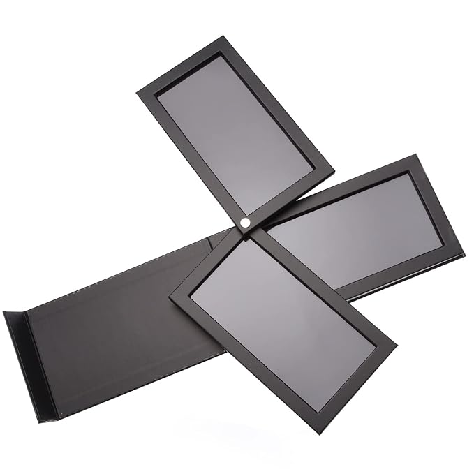 3-Layer Rotation Magnetic Palette 3 in1 Empty Makeup Palette Storage Box for Eyeshadow Lipstick Blush Powder (Black)