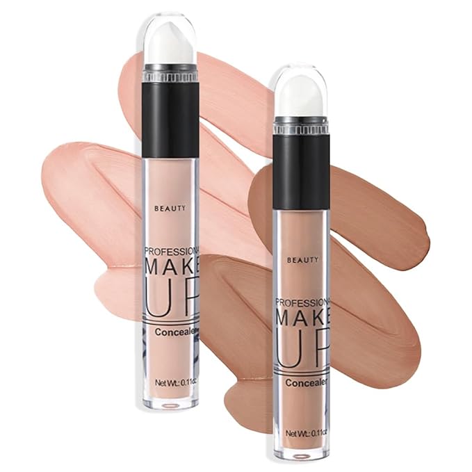 2 Pack Liquid Foundation Cream for Face Makeup,Durable Full Coverage Matte Concealer Make Up,Oil Control & Waterproof Base Primer -0.35+0.35 Fl.Oz (03+04#)