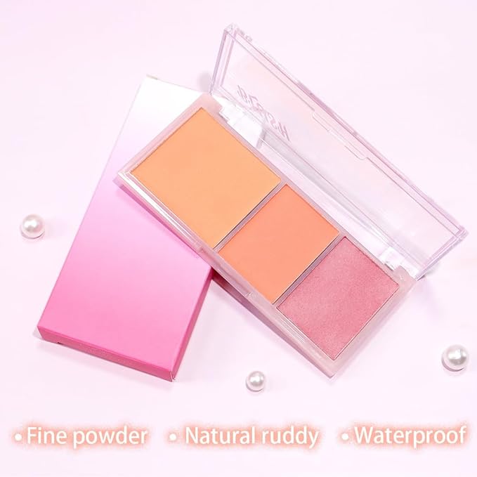 3 IN 1 Brown Nude Face Highlight Bronzer Powder Palette for Face Cheeks Contour Brightening, Buildable Matte Coverage Natural Makeup,Ultra Sculpt Nose Shadow Eyeshadow Primer-Orange