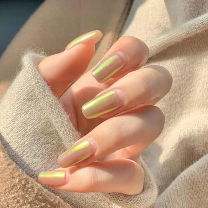 2 Pcs Aurora Chrome Powder for Nails White Iridescent Nail Powder,Mermaid Chrome Nail Pearl Powder Chameleon Chrome Nail Powder Manicure Pigment(2 Pcs Aurora)