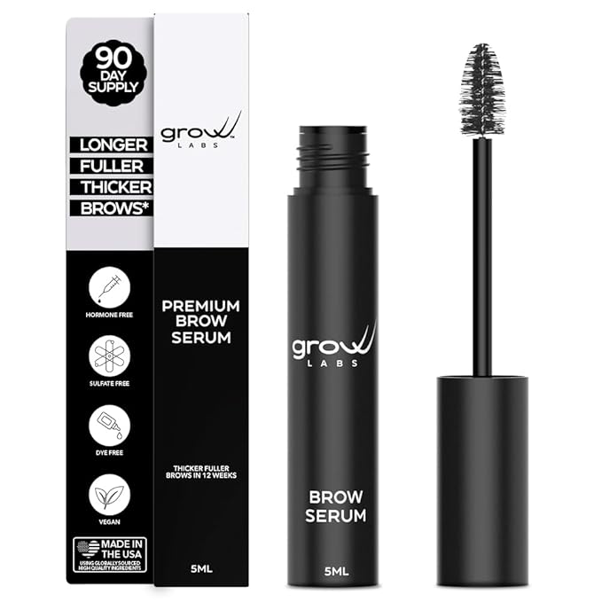 Eyebrow Growth Serum - with Biotin & Peptides - Eye Brow Serum for Growth - Vegan Brow and Lash Enhancer - Made in USA - Cruelty Free - 5ml