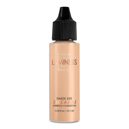 Luminess Air Silk4-In-1 Airbrush Foundation- Foundation, Shade 050 (.5 Fl Oz) - Sheer to MediumCoverage - Anti-Aging Formula Hydrates and Moisturizes - Professional Makeup Kit for Cordless Air Brush