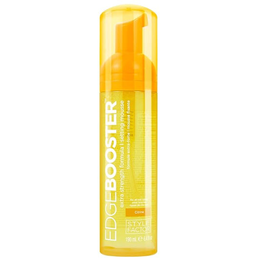 Style Factor EDGE BOOSTER Extra Strength Setting Mousse – Frizz Control, Extra Volume, and Conditioning – 6.4oz Citrine Mousse for Curly Hair
