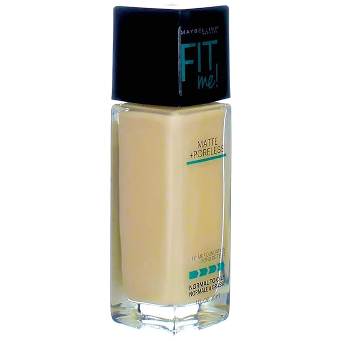Maybelline New York Fit Me! Matte + Poreless Foundation, Porcelain [110] 1 oz (Pack of 3)