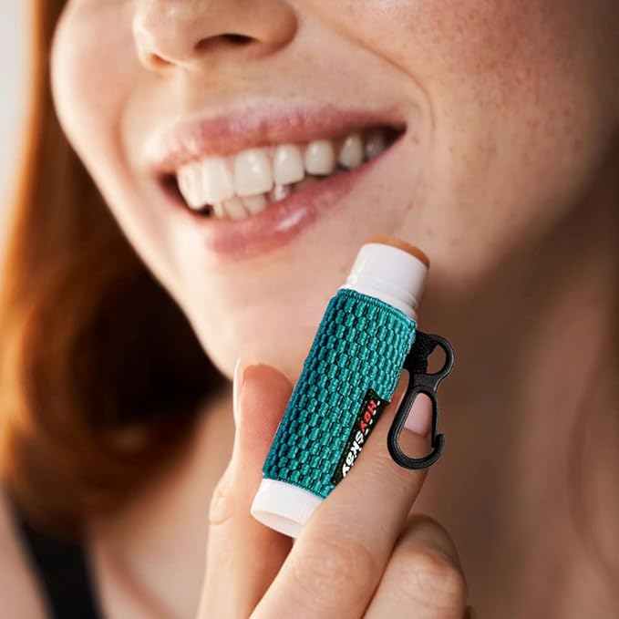 3PCS Lip Balm Holder Sleeves Keychain Lipstick Sleeves Lip Gloss Holder Keychain Chapstick Elastic Sleeves(Black/brown/Green)