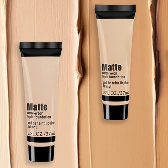 2 Pack Liquid Foundation Cream for Face Makeup,Durable Full Coverage Matte Concealer Make Up,Oil Control & Waterproof Base Primer -1+1 Fl.Oz-BEIGE 6#
