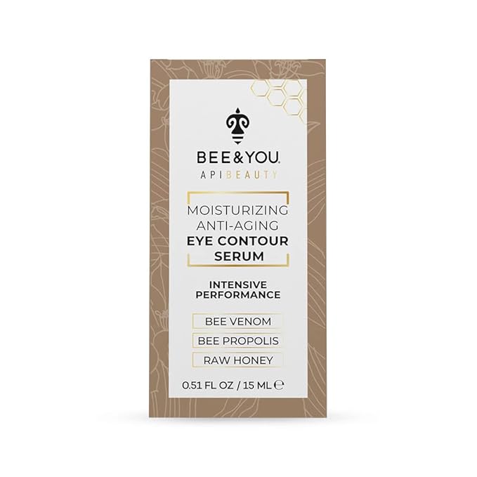 BEE and YOU Eye Cream, Anti Aging, Anti Wrinkle Serum 100% Natural with Bee Venom, Propolis Extract, Raw Honey, Hyaluronic Acid, For Dark Circles Under Eye Treatment and Puffiness, Skin Care, 15ml