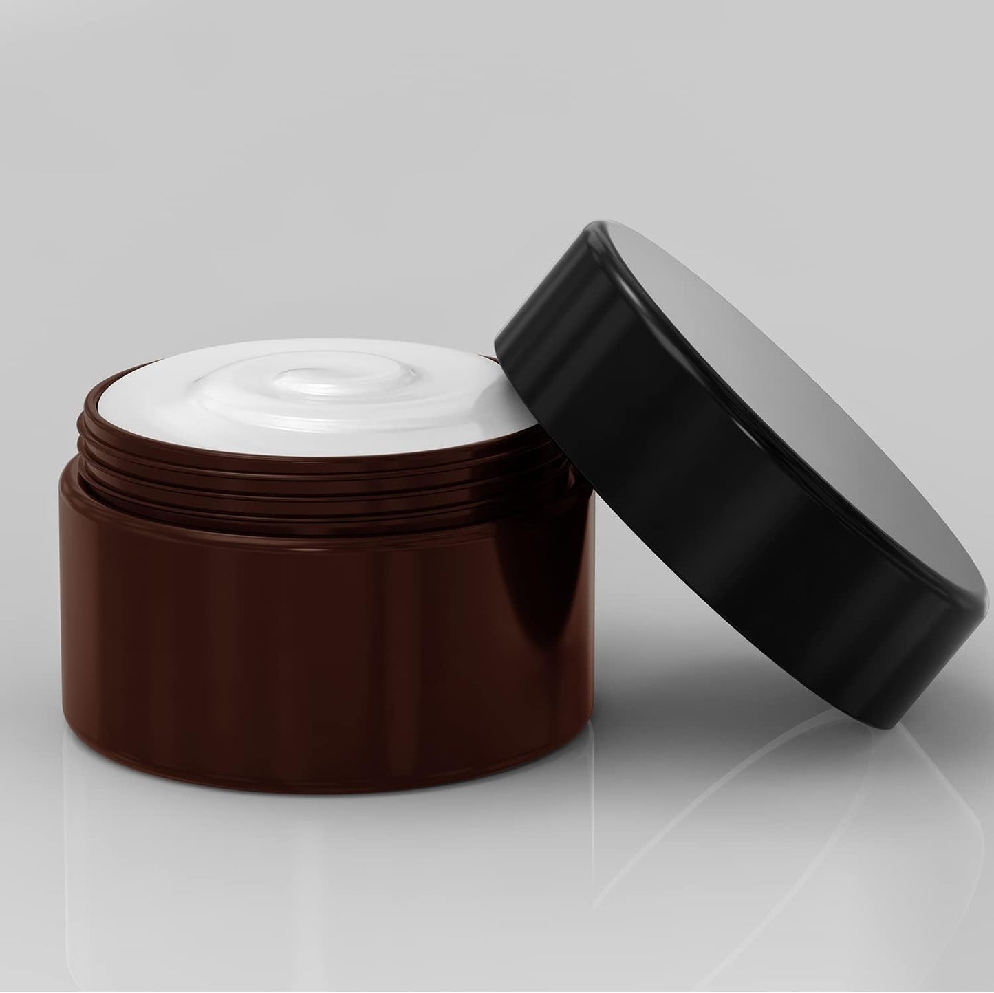 8 oz Amber Plastic Cosmetic Jars Leak Proof Container with Black Lid for Cream, Lotion, Powder, ointment, Beauty Products etc, 12 Pcs.