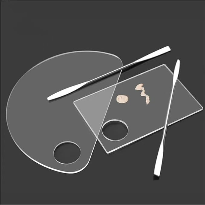 6 Pcs Makeup Mixing Palette Makeup Palette Tray Foundation Mixing Palette Acrylic Palette Foundation Palette Included Makeup Spatula Tool for Foundation Pigment Blending (White)
