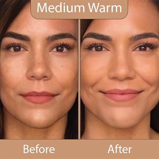 LUMINESS Silk Airbrush Spray Foundation & Buffing Brush Kit – Full Coverage Foundation & Dual-Sided Buffing Brush - Buildable Coverage, Anti-Aging Formula Hydrates & Moisturizes (Shade - Medium Warm)