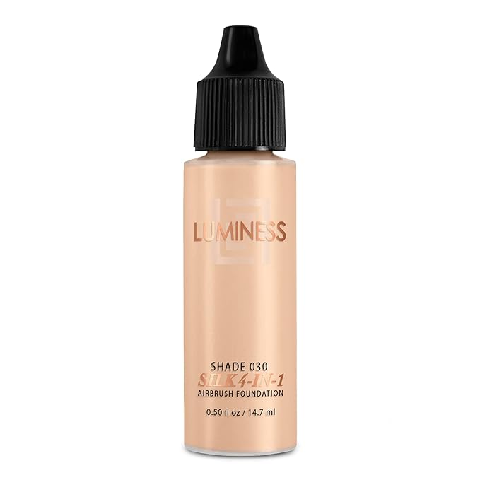 Luminess Air Silk 4-In-1 Airbrush Foundation- Foundation, Shade 030 (.5 Fl Oz) - Sheer to Medium Coverage - Anti-Aging Formula Hydrates and Moisturizes - Professional Makeup Kit for Cordless Air Brush