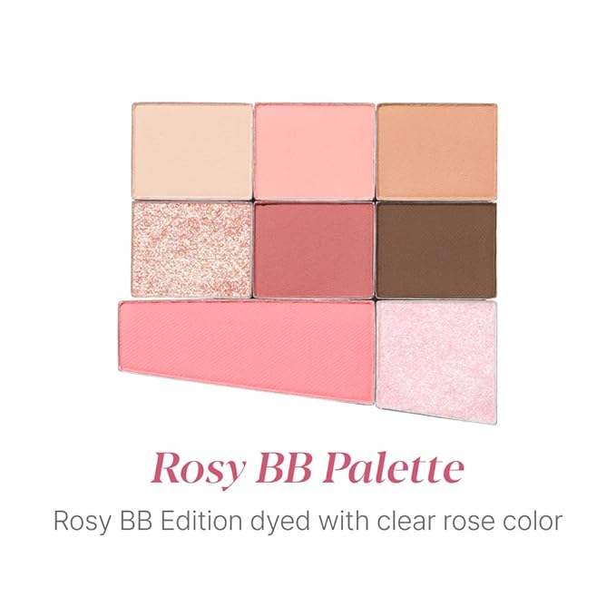 Espoir Real Eye Palette All New #3 Rosy BB 0.2 oz | Multi-Use Long-Lasting Blendable 8 Colors Natural Glitter Soft veil matte Makeup Eyeshadow Palette for Various Makeup Looks | Korean Makeup
