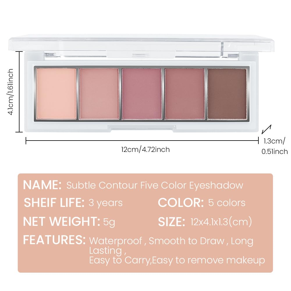 AMY'S DIARY Earth Tone Eyeshadow Palette Makeup, 5 Colors Cool-Toned Velvety Matte Finish, Nude Taupe Eye Shadows, for Woman Long Lasting Naturing-Looking (#03)