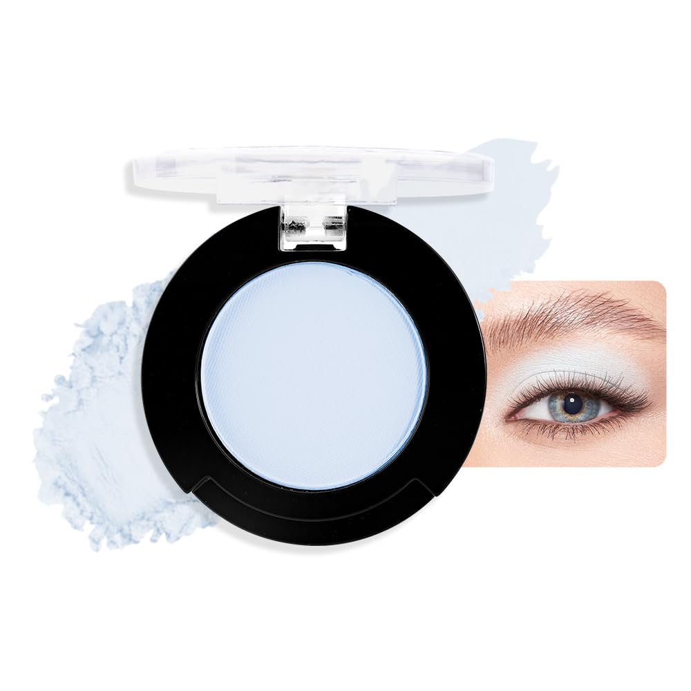 Monochrome Pressed Eyeshadow, Matte Blue Waterproof Neutral Powde Mini Eyeshadow, sombras para ojos, Talc, Paraben & Cruelty Free (C10#Matte Blue)