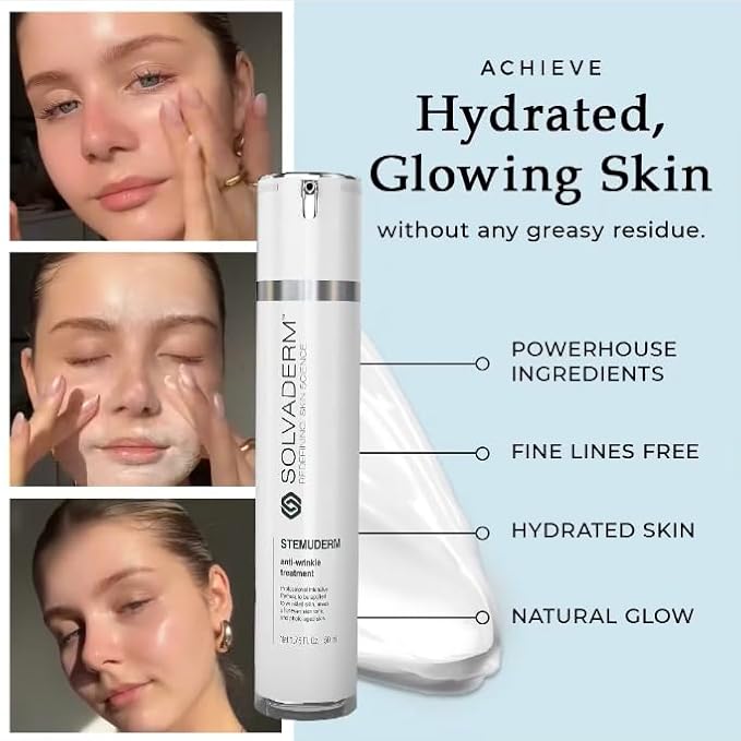 Stemuderm Face & Eye Cream - Anti Aging Skincare - Daily Moisturizer for Fine Lines, Wrinkles & Eyebags - Supports Natural Production of Collagen & Elastin - Organic Plant Based Stem Cells - 1.7 fl oz