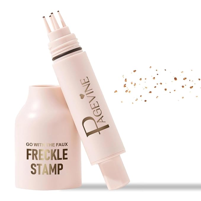 Freckle Stamp Pen, Waterproof Fake Freckles Makeup Tool, Upgrade Liquid Faux Freckles Pen, Quick-Dry, Long-Lasting, Lifelike, Natural Sunkissed Makeup, with Multi-Prong Precision Stamp Head (Light)