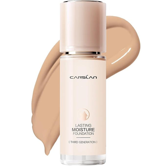 Lasting Moisture Foundation, 24H Longlasting Medium Coverage Dewy Finish Face Makeup, Poreless, Lightweight, Hydrating Liquid Foundation For Dry Skin, M01