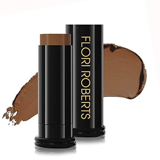 Base Strokes Crème Foundation Stick by Flori Roberts, Full Coverage for Women of Color or Deeper Skin Tones, Long Lasting Makeup, Natural Finish, Complexion Concealer & Corrector