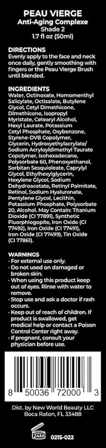 MĒTIER® Peau Vierge Complexe, Hydrating Tinted Moisturizer, Retinol, Hyaluronic Acid, 1.7 fl oz (Shade 2 - light/medium)