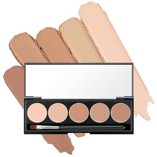 5 In 1 Multi-Use Correcting Concealer Palette,Waterproof Long Lasting Contour Palette,Professional Creamy Concealer Kit for Women,Easy to Create Full Coverage and Natural Finish.#2