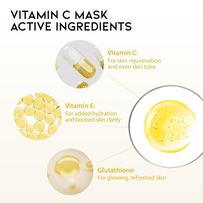 #OOTD Face Mask Korean Skincare for Dry Sensitive Skin | Hydrating, Revitalizing, Calming, Collagen, Ceramide, Cica, Vitamin C Serum Sheet Masks (12EA)