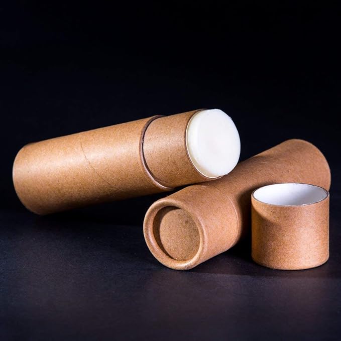 10 Pcs 1oz Cardboard Lip Balm Tubes Kraft Paper Lipstick Tube Empty Lip Gloss Containers Refillable Chapstick Container Round Paper Solid Tube for DIY Cosmetic Samples Lotion Deodorant,Brown