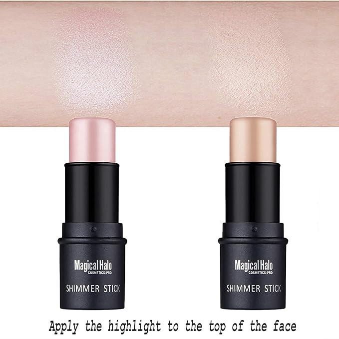 4 Pcs Cruelty-Free Waterproof Highlighter Makeup Sticks Shimmer Illuminator and Blush Stick Face Contour Cosmetics Set Easy To Use Blends Effortlessly