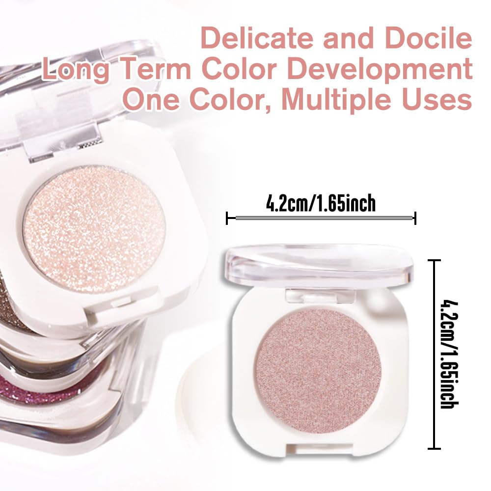 Single Glitter Shimmer Sparkle Eye shadow Palette Makeup, Champagne Shimmer Eyeshadow for Women, Pigmented Waterproof Sombras Para Ojos, Vegan, Talc, Paraben & Cruelty Free, 24
