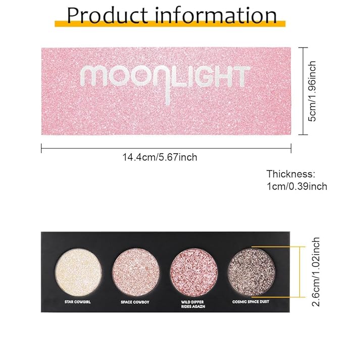4 Colors Highlight Pink-Purple Eyeshadow Palette, SHANY Cosmetics Shimmer Eyeshadow Palette, Cruelty-Free and Vegan Formula, Glitter Shimmer Eyeshadow for Professional Makeup