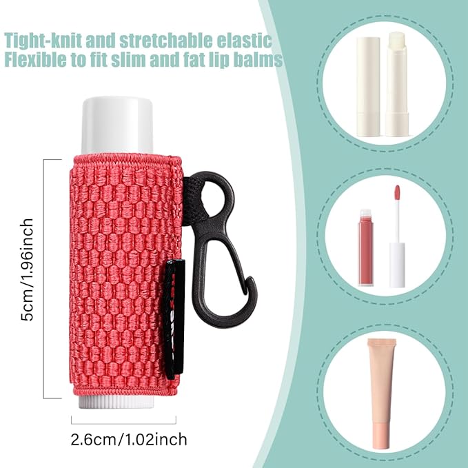 5PCS Lip Balm Holder Lipstick Sleeves Keychain Lip Gloss Holder Keychain Chapstick Elastic Sleeves(Black x5)