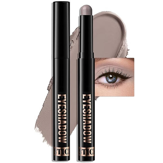 Eyeshadow Stick Gray Brown, Matte Cream Eye Shadow Stick Waterproof Neutral Nude Eyeliner Brightener Pencil Crayon Long-Lasting Eye Highlighter Makeup for Older Women Easy to Use High Pigmented