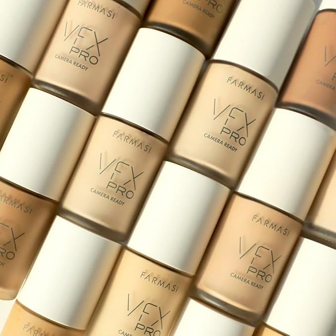 FARMASi Vfx Pro Foundation, Full Coverage Liquid Cream, Lightweight Long Lasting Coverage, Breathable Skin Moisturizer with Color True Matte Blending, Face Makeup, 1 fl. oz / 30 ml - Neutral Medium 12