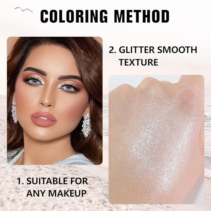 evpct Pear White Shimmer Single Eye shadow Palette Makeup for Older Women, Glitter Sparkly Pearl Shimmer Cream Eyeshadow Palette Brightener Make up, High Pigment Waterproof Monochrome Mini Eyeshadow