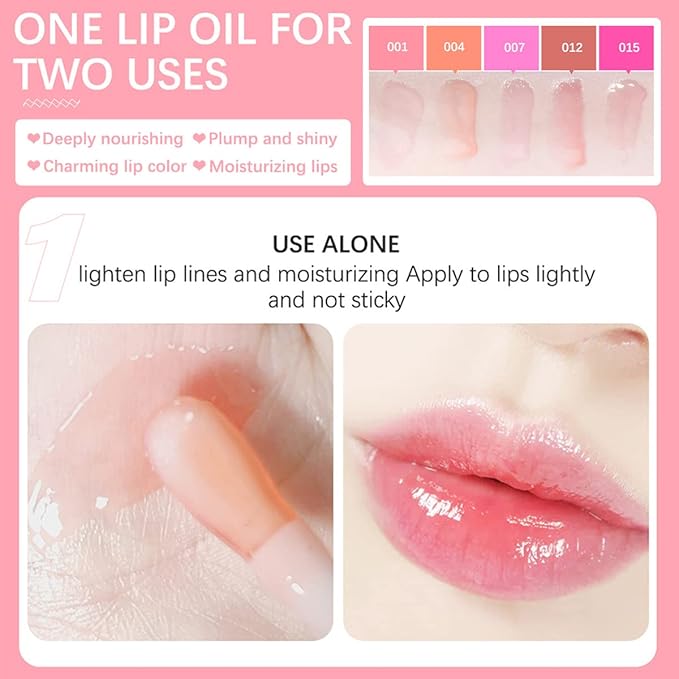 2 Set Lip Oil Hydrating Tinted Lip Balm, Plump Lip Gloss Lip Care Transparent Toot Lip Oil Tinted, Fresh Texture & Non-sticky, Nourishing Repairing Lightening Lip Lines Lip Care Products (Rosewood / Cherry)