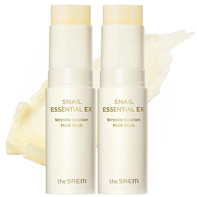 THESAEM Snail Essential EX Wrinkle Solution Multi-Purpose Balm Stick – Anti Aging & Moisturizing – Face & Eye Treatment – With Snail Collagen & Honey for Moist Glow, 0.4oz. 2 Pack