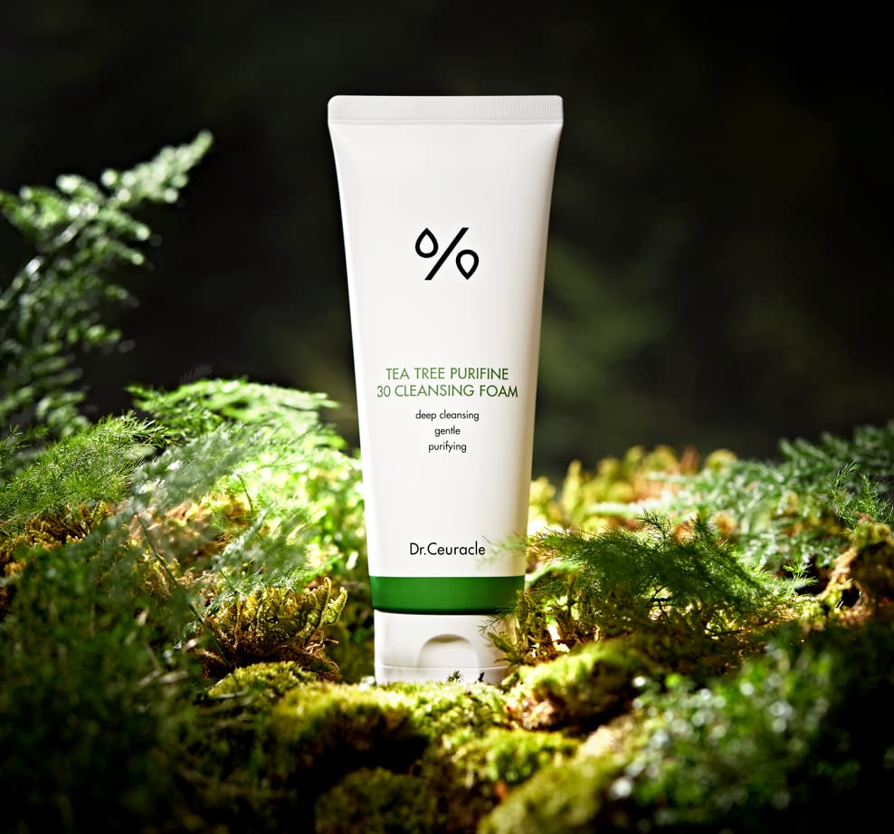 Dr.Ceuracle by leegeehaam Tea Tree Purifine Cleansing Foam (150ml / 5.07 fl. oz.) - Gel to Foam Mild Soothing Daily Cleanser with Fine Bubbles, Sebum Reducing and Hydrating for Sensitive Skin