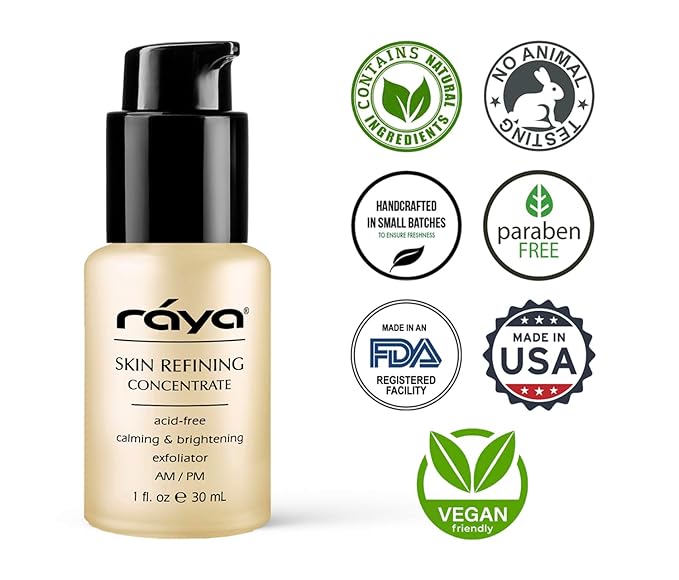 RAYA Skin Refining Concentrate (R-511) | Facial Serum for All Skin Types - Exfoliating, Pore-Minimizing & Complexion-Smoothing | Includes Vitamin C, Antioxidant, Anti Aging & Brightening Serum