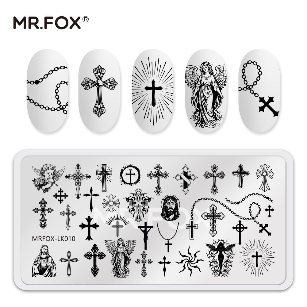6 Pcs Nail Plates Stamping Set Rose Snake Butterfly Egyptian Cross Nail Art DIY Stamping Template