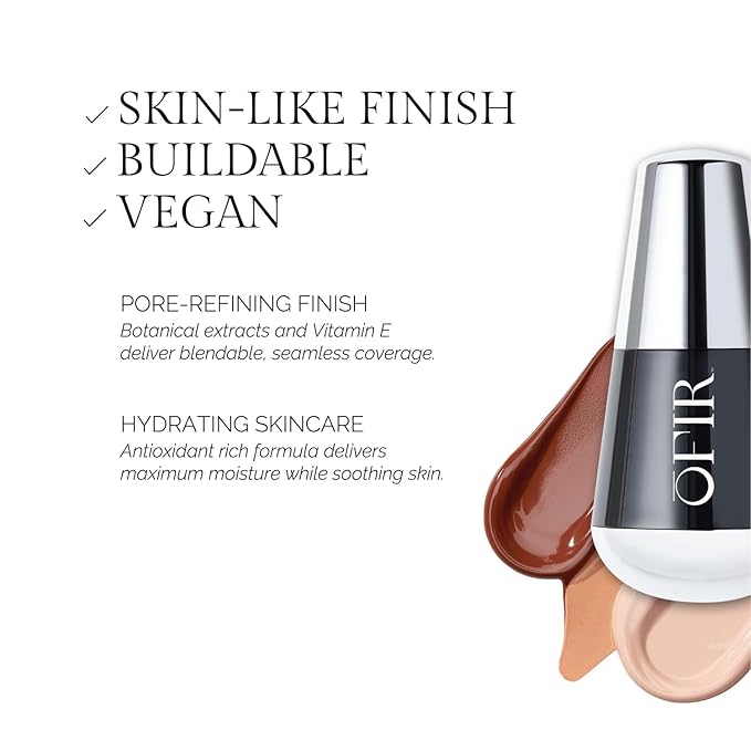 OFIR Skin Satin Medium Coverage Foundation | Buildable, Non-Creasing Finish | Vegan, Cruelty-Free, Paraben-Free Makeup | Blue Light Protection | 1 FL OZ (Clove - Very Deep Cool)