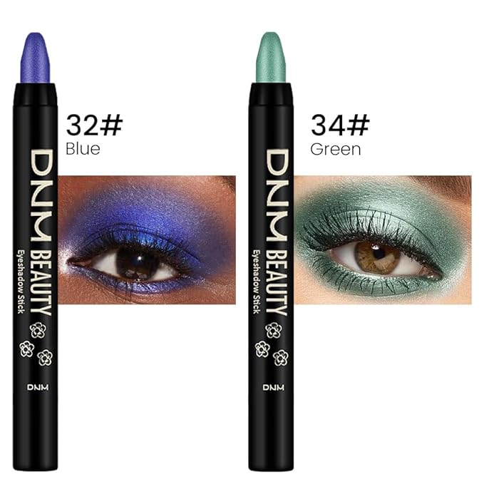 Kaely 2Pcs Cream Eyeshadow Sticks Set for Eyes Waterproof,Blue Shimmer & Green Shimmer Matte Eye shadow Stick Pencil Pen Bulk sombras en crema para ojos 32+34