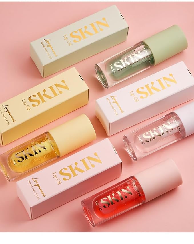 2Pack Big Brush Head Hydrating Lip Glow Oil Plumping Lip Tint, Hydrating Lip Gloss Tinted Lip Balm Transparent Lip Care, Long Lasting Nourishing Non-sticky Fresh Texture (Strawberry + Cherry)