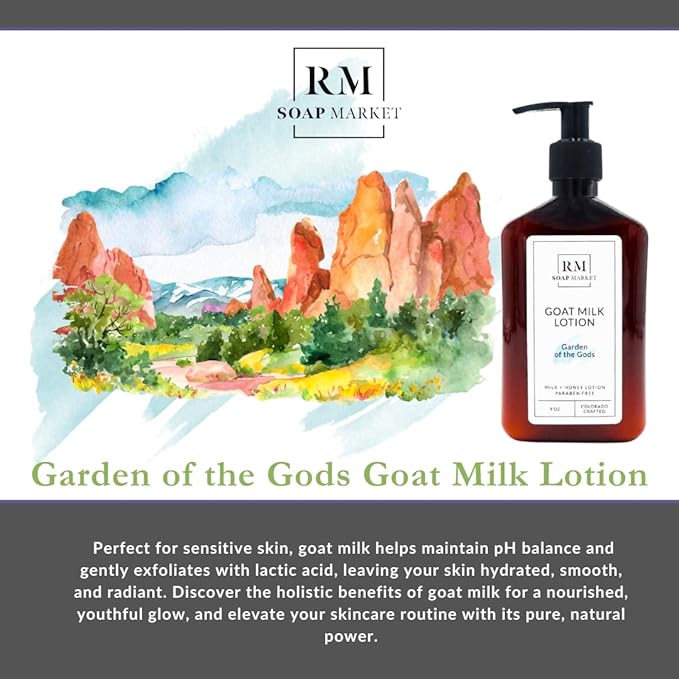 Goat Milk Lotion, Garden of the Gods Fragrance, Hydrating Lotion for Men & Women With Nourishing Goat Milk, Shea Butter, Sunflower Oil & Aloe, Spring Clover & Tender Greens Scent, 9 Oz